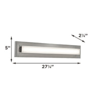 AFX Vogue 27in LED Vanity Light | Modern Satin Nickel Steel and Clear Glass | Bathroom & Powder Room | 1600 Lumens, 5-CCT | Model VOGV2407LAJUDSN
