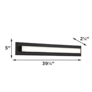 AFX Vogue 39in LED Vanity Light | Modern Black Steel and Clear Glass | Bathroom & Powder Room | 1800 Lumens, 5-CCT Dimmable | Model VOGV3607LAJUDBK