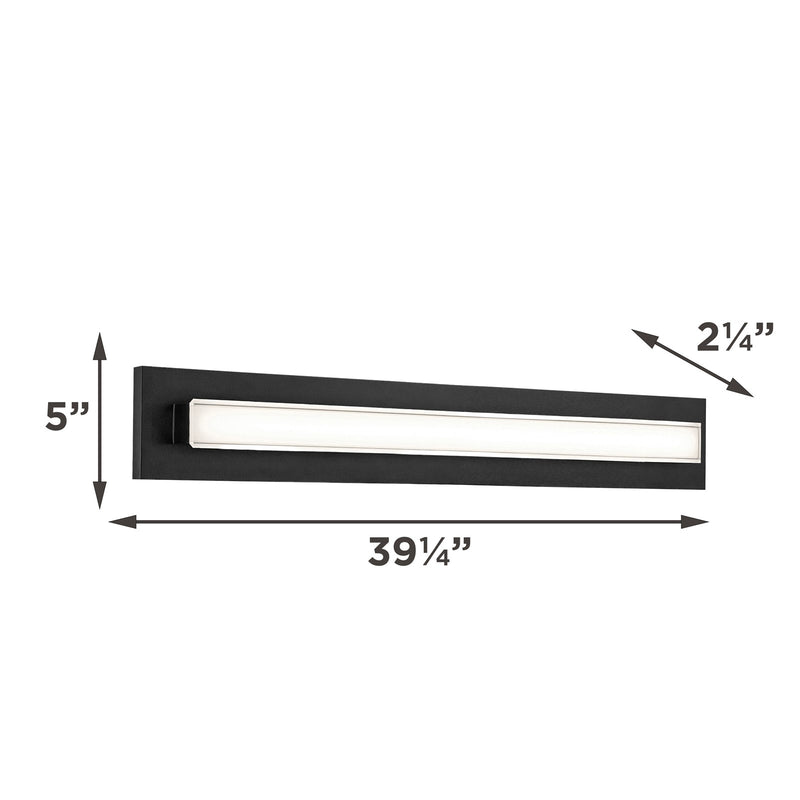 AFX Vogue 39in LED Vanity Light | Modern Black Steel and Clear Glass | Bathroom & Powder Room | 1800 Lumens, 5-CCT Dimmable | Model VOGV3607LAJUDBK
