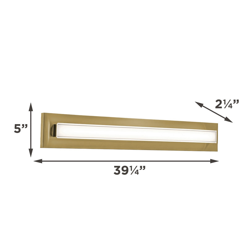 AFX Vogue 39in 1-Light LED Vanity Light | Transitional Light Antique Brass and Clear Glass | Bathroom & Powder Room | Model VOGV3607LAJUDLB
