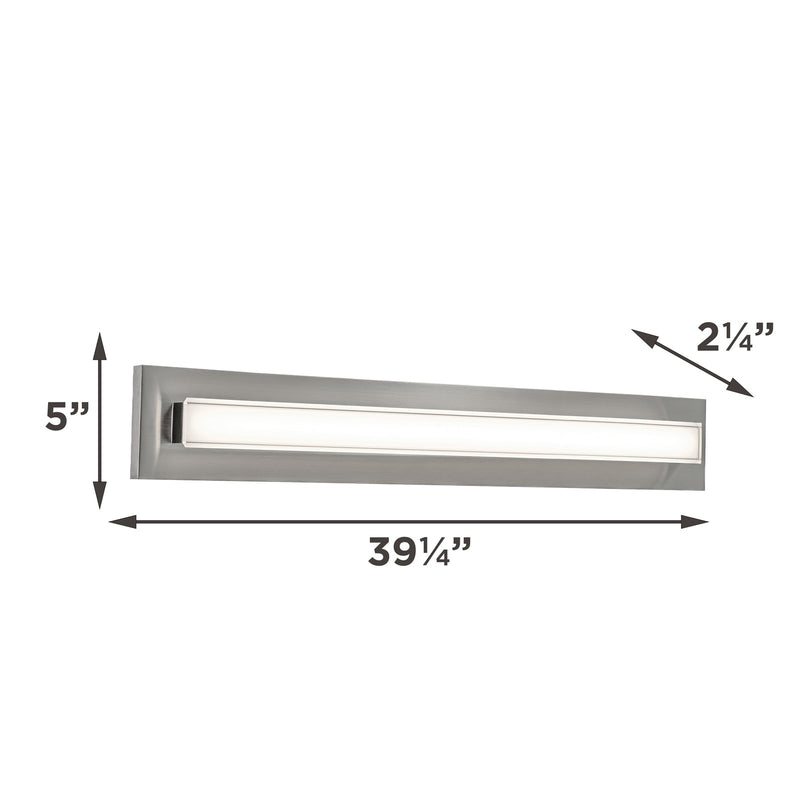 AFX Vogue 39in 1-Light LED Vanity Light | Transitional Satin Nickel and Clear Glass | Bathroom & Powder Room | Model VOGV3607LAJUDSN