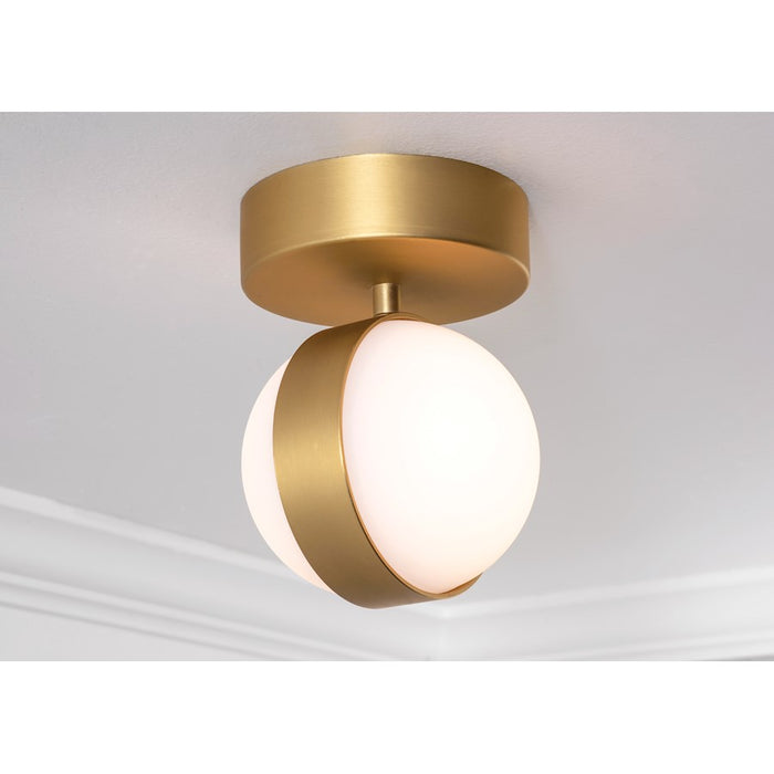 AFX Lighting Verona 2Lt LED Flush Mount, Brass/White Acrylic