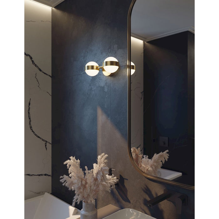 AFX Lighting Verona 4Lt 14" LED Vanity, Brass/White Acrylic