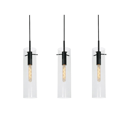 AFX Lighting Vista 3-Light Linear Pendant, Black/Clear - VSAP05MBBKLNR3