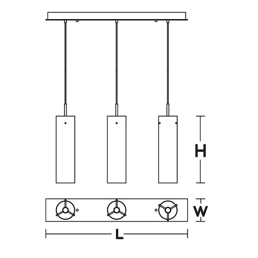 AFX Lighting Vista 3-Light Linear Pendant, Black/Clear