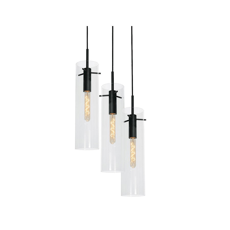 AFX Lighting Vista 3-Light Round Pendant, Black/Clear - VSAP05MBBKRND3