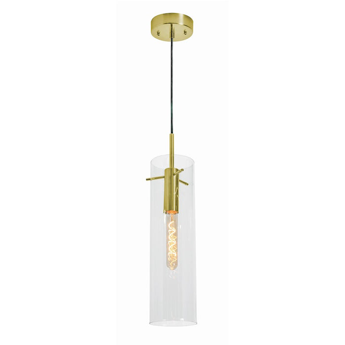 AFX Lighting Vista 1 Light Pendant, Light Antique Brass/Clear