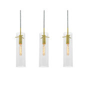 AFX Lighting Vista 3-Light Linear Pendant, Satin Nickel/Clear - VSAP05MBLBLNR3