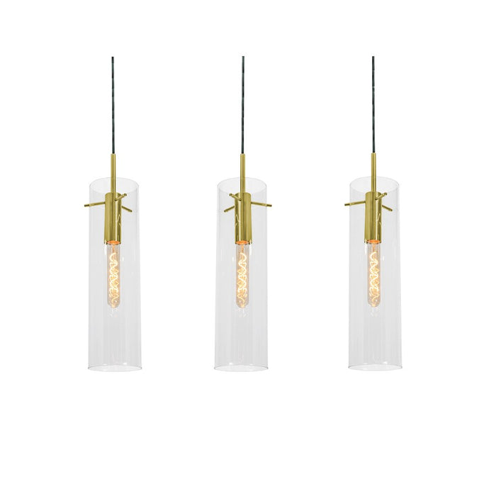 AFX Lighting Vista 3-Light Linear Pendant, Satin Nickel/Clear - VSAP05MBLBLNR3