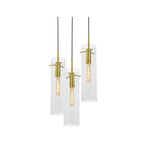 AFX Lighting Vista 3-Light Round Pendant, Antique Brass/Clear - VSAP05MBLBRND3