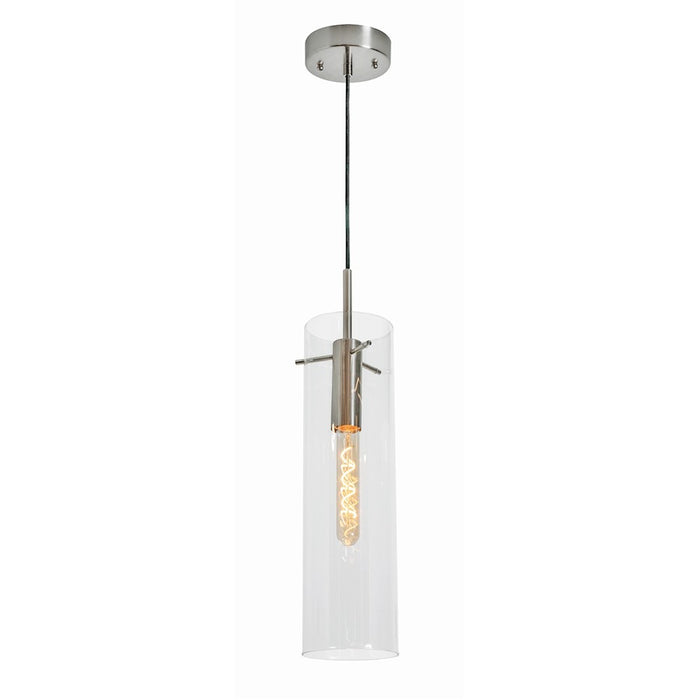 AFX Lighting Vista 1 Light Pendant, Satin Nickel/Clear