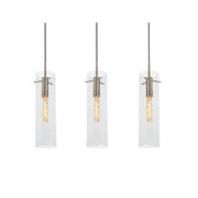 AFX Lighting Vista 3-Light Linear Pendant, Antique Brass/Clear - VSAP05MBSNLNR3