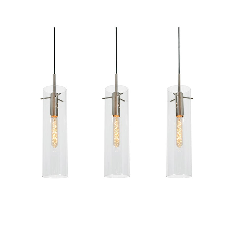 AFX Lighting Vista 3-Light Linear Pendant, Antique Brass/Clear - VSAP05MBSNLNR3