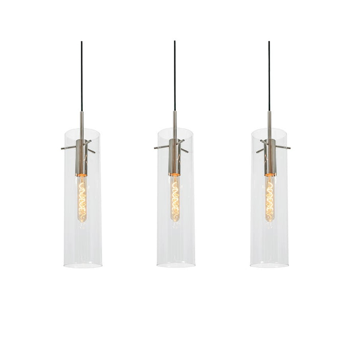 AFX Lighting Vista 3-Light Linear Pendant, Antique Brass/Clear - VSAP05MBSNLNR3