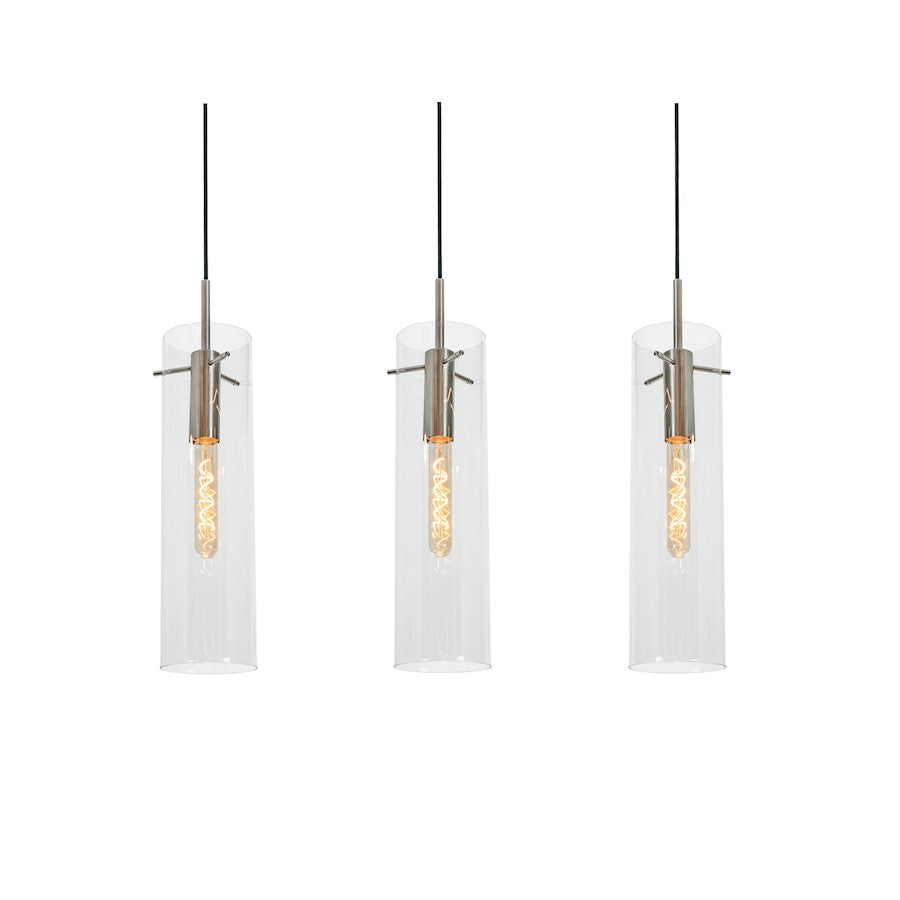 AFX Lighting Vista 3-Light Linear Pendant, Antique Brass/Clear - VSAP05MBSNLNR3