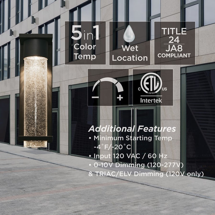 AFX Lighting Vasari 1Lt 12" LED Outdoor Sconce, Black/Clear