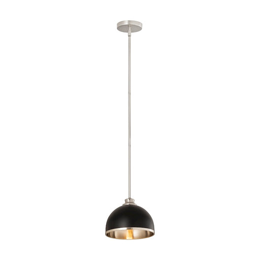 Z-Lite Landry 1 Light 10" Pendant, Matte Black/Brushed Nickel