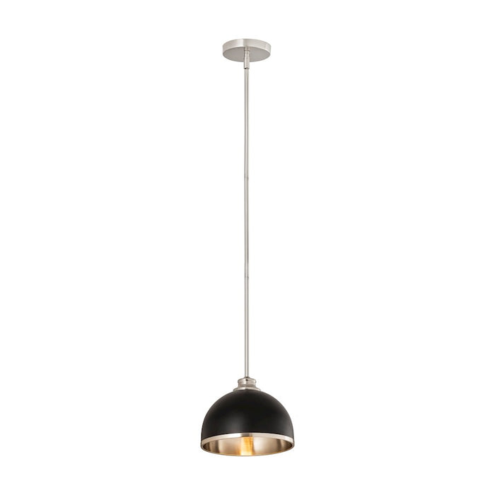 Z-Lite Landry 1 Light 10" Pendant, Matte Black/Brushed Nickel