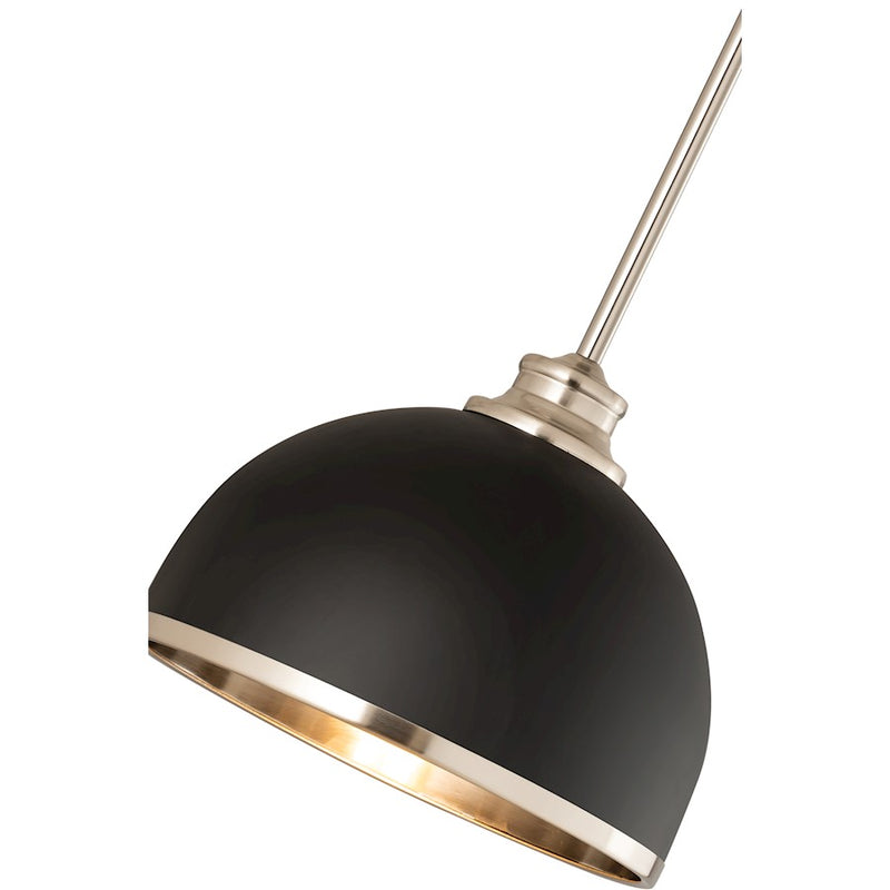 Z-Lite Landry 1 Light 10" Pendant, Matte Black/Brushed Nickel