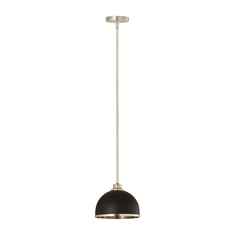 Z-Lite Landry 1 Light 10" Pendant, Matte Black/Brushed Nickel