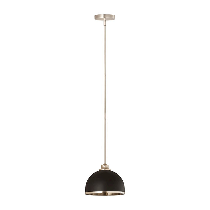 Z-Lite Landry 1 Light 10" Pendant, Matte Black/Brushed Nickel