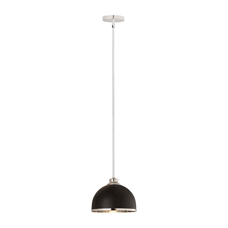 Z-Lite Landry 1 Light 10" Pendant, Matte Black/Chrome - 1004P10-MB-CH