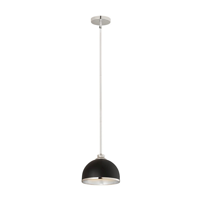 Z-Lite Landry 1 Light 10" Pendant, Matte Black/Chrome