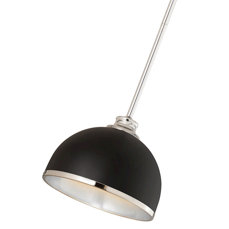 Z-Lite Landry 1 Light 10" Pendant, Matte Black/Chrome