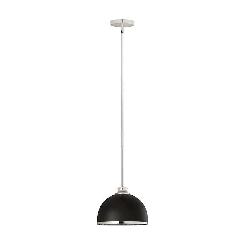 Z-Lite Landry 1 Light 10" Pendant, Matte Black/Chrome