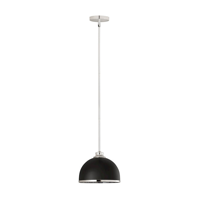 Z-Lite Landry 1 Light 10" Pendant, Matte Black/Chrome