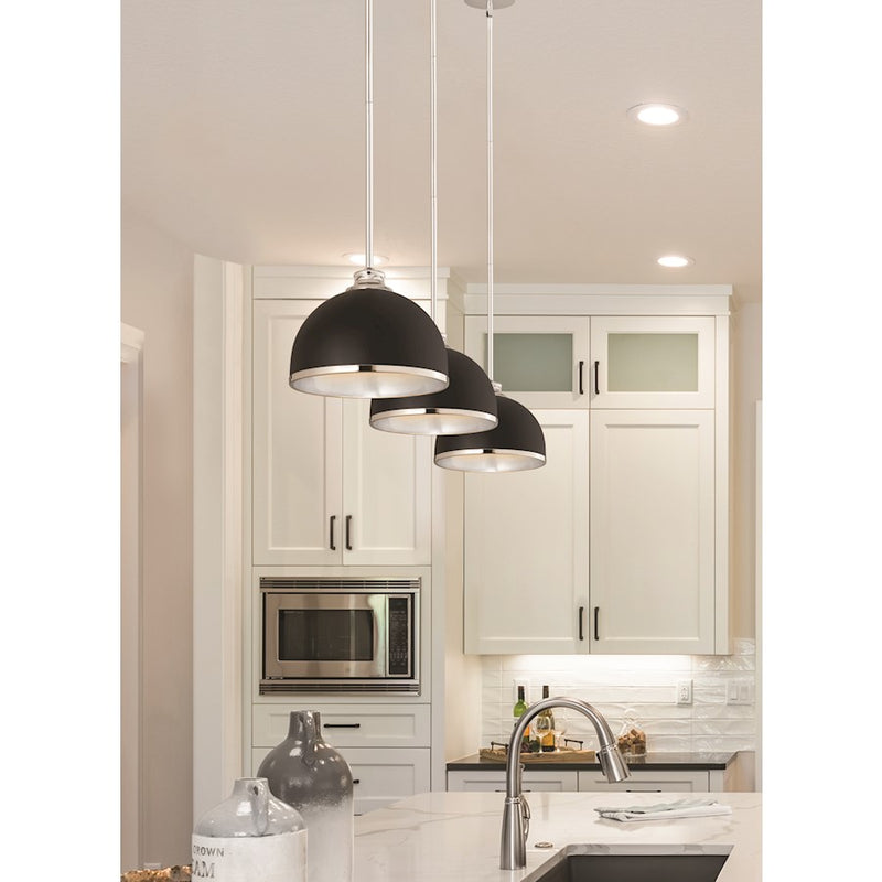 Z-Lite Landry 1 Light 10" Pendant, Matte Black/Chrome