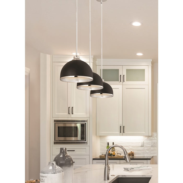 Z-Lite Landry 1 Light 10" Pendant, Matte Black/Chrome