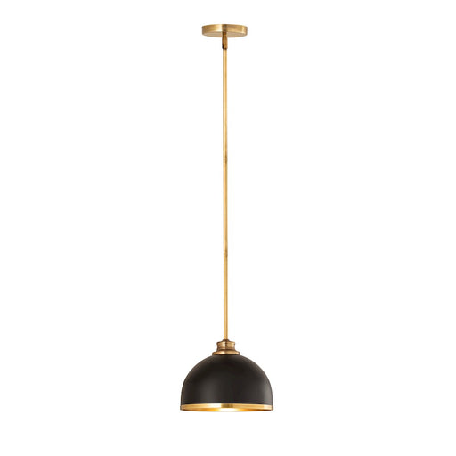 Z-Lite Landry 1 Light 10" Pendant, Matte Black/Rubbed Brass - 1004P10-MB-RB