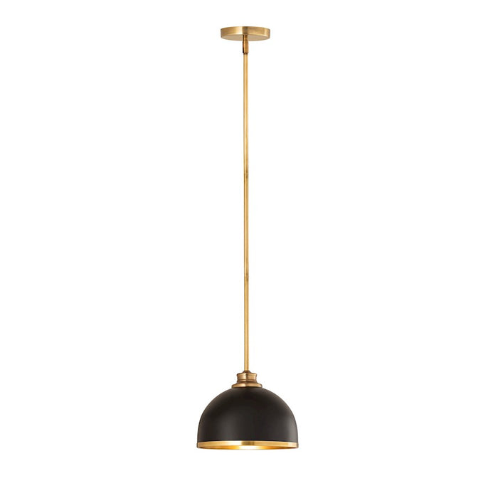 Z-Lite Landry 1 Light 10" Pendant, Matte Black/Rubbed Brass - 1004P10-MB-RB