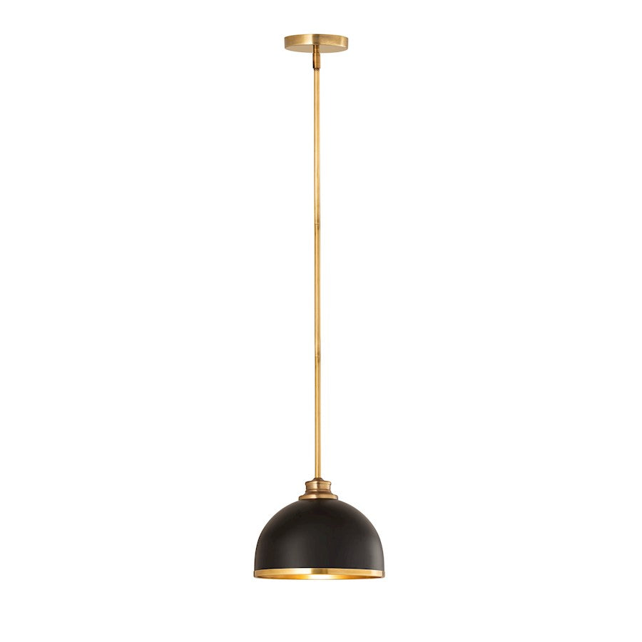 Z-Lite Landry 1 Light 10" Pendant, Matte Black/Rubbed Brass - 1004P10-MB-RB
