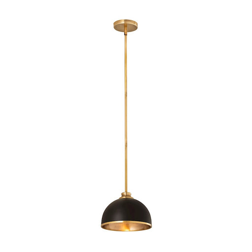Z-Lite Landry 1 Light 10" Pendant, Matte Black/Rubbed Brass