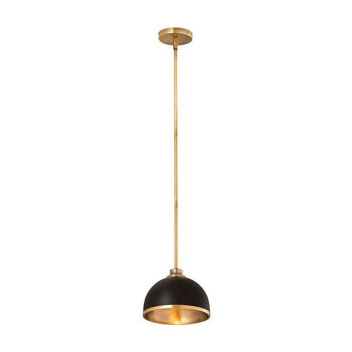 Z-Lite Landry 1 Light 10" Pendant, Matte Black/Rubbed Brass
