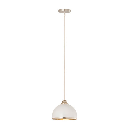 Z-Lite Landry 1 Light 10" Pendant, Matte White/Brushed Nickel - 1004P10-MW-BN