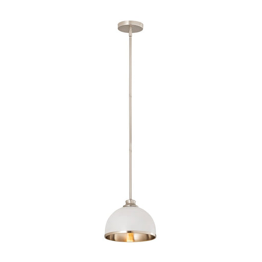 Z-Lite Landry 1 Light 10" Pendant, Matte White/Brushed Nickel