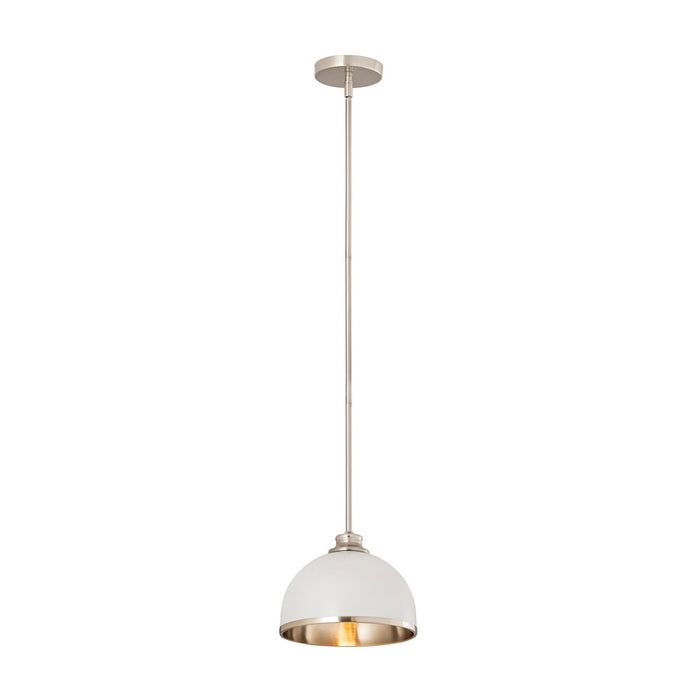 Z-Lite Landry 1 Light 10" Pendant, Matte White/Brushed Nickel