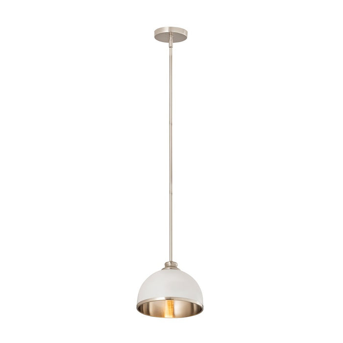 Z-Lite Landry 1 Light 10" Pendant, Matte White/Brushed Nickel