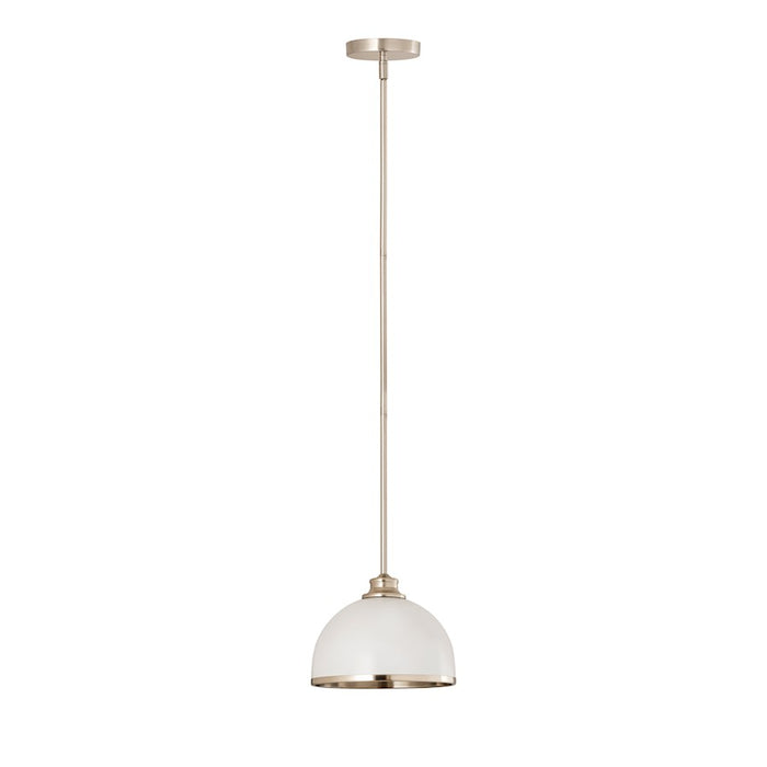 Z-Lite Landry 1 Light 10" Pendant, Matte White/Brushed Nickel