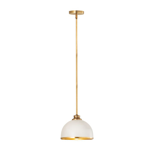 Z-Lite Landry 1 Light 10" Pendant, Matte White/Rubbed Brass - 1004P10-MW-RB