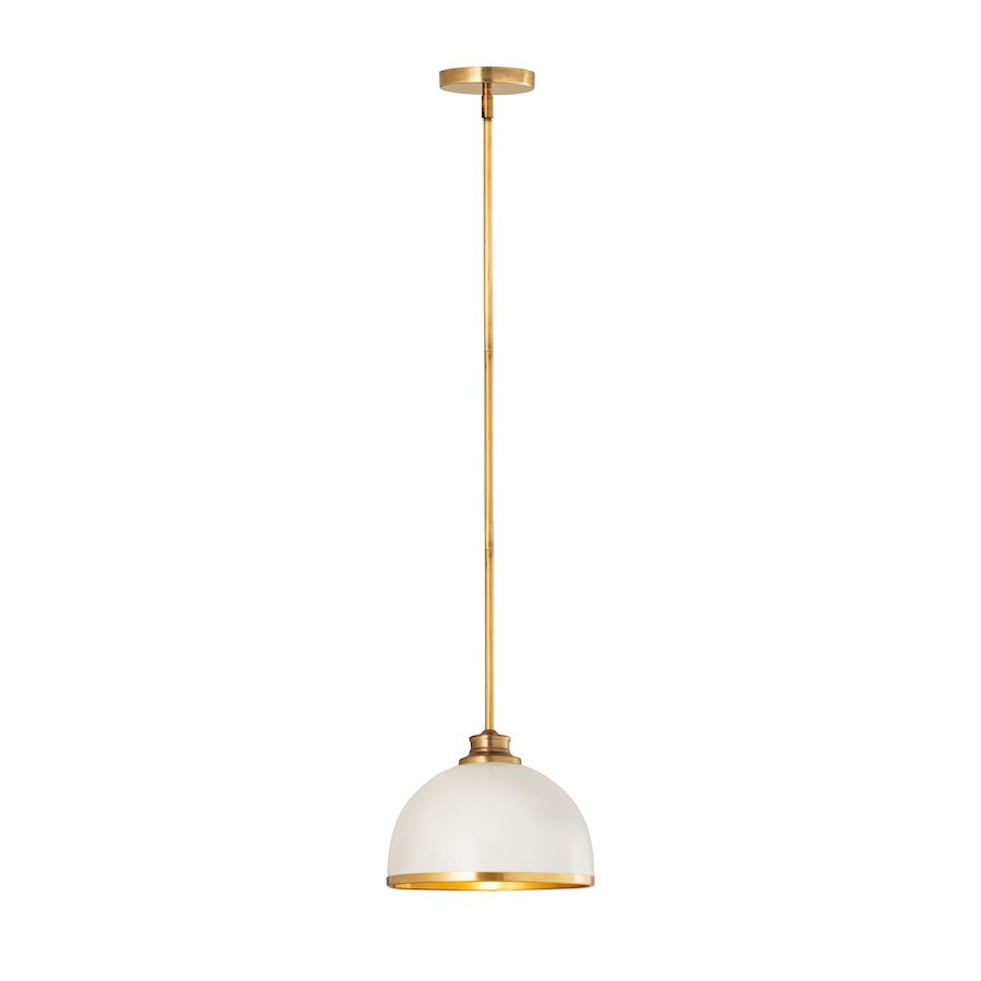 Z-Lite Landry 1 Light 10" Pendant, Matte White/Rubbed Brass - 1004P10-MW-RB