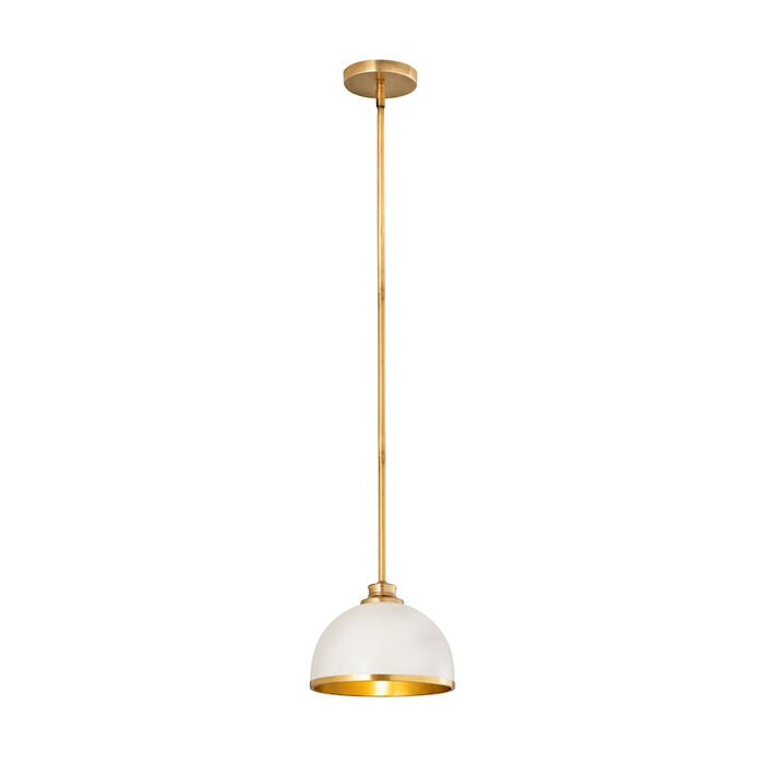 Z-Lite Landry 1 Light 10" Pendant, Matte White/Rubbed Brass