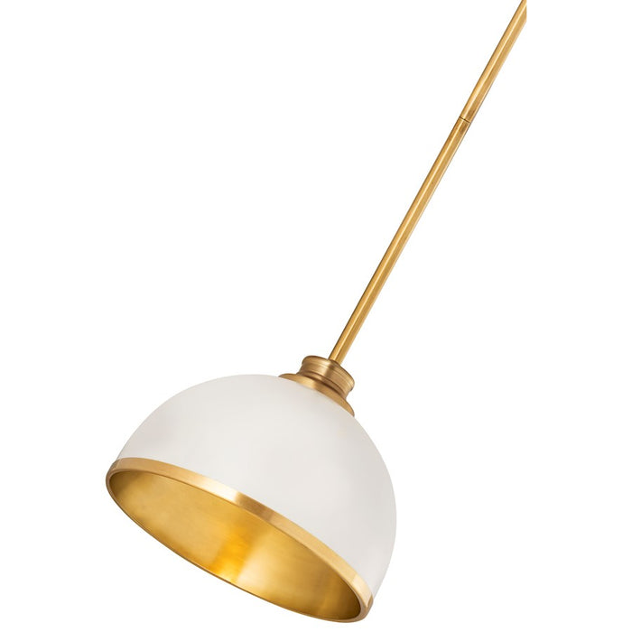 Z-Lite Landry 1 Light 10" Pendant, Matte White/Rubbed Brass