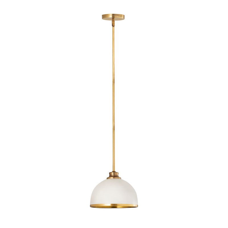 Z-Lite Landry 1 Light 10" Pendant, Matte White/Rubbed Brass
