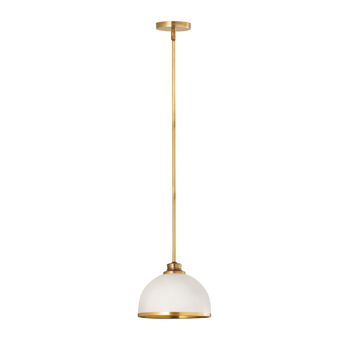 Z-Lite Landry 1 Light 10" Pendant, Matte White/Rubbed Brass