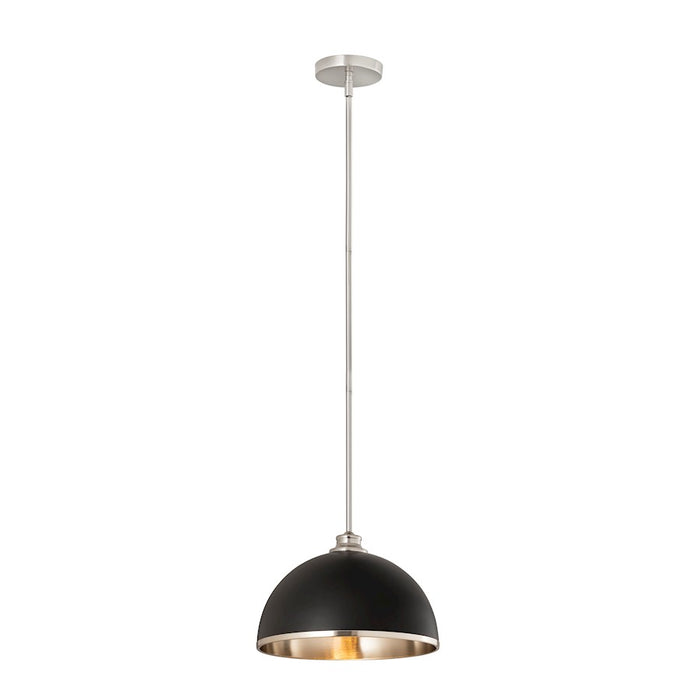 Z-Lite Landry 1 Light 14" Pendant, Matte Black/Brushed Nickel