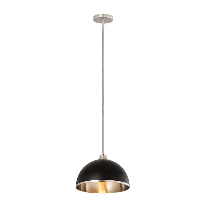 Z-Lite Landry 1 Light 14" Pendant, Matte Black/Brushed Nickel